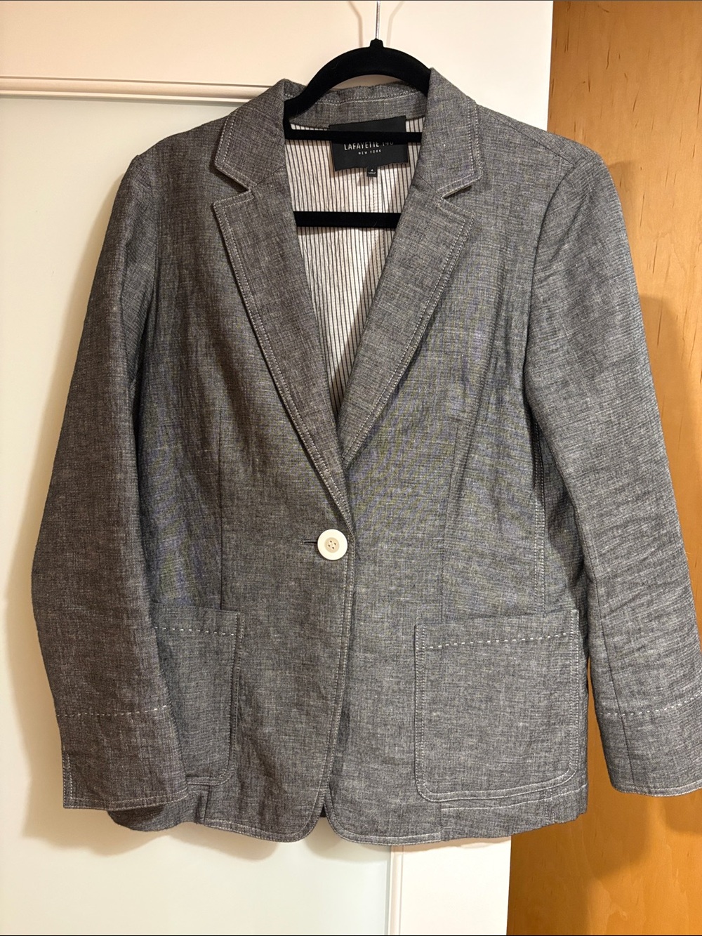 Lafayette 148 New York Heather Gray Single-Button Blazer